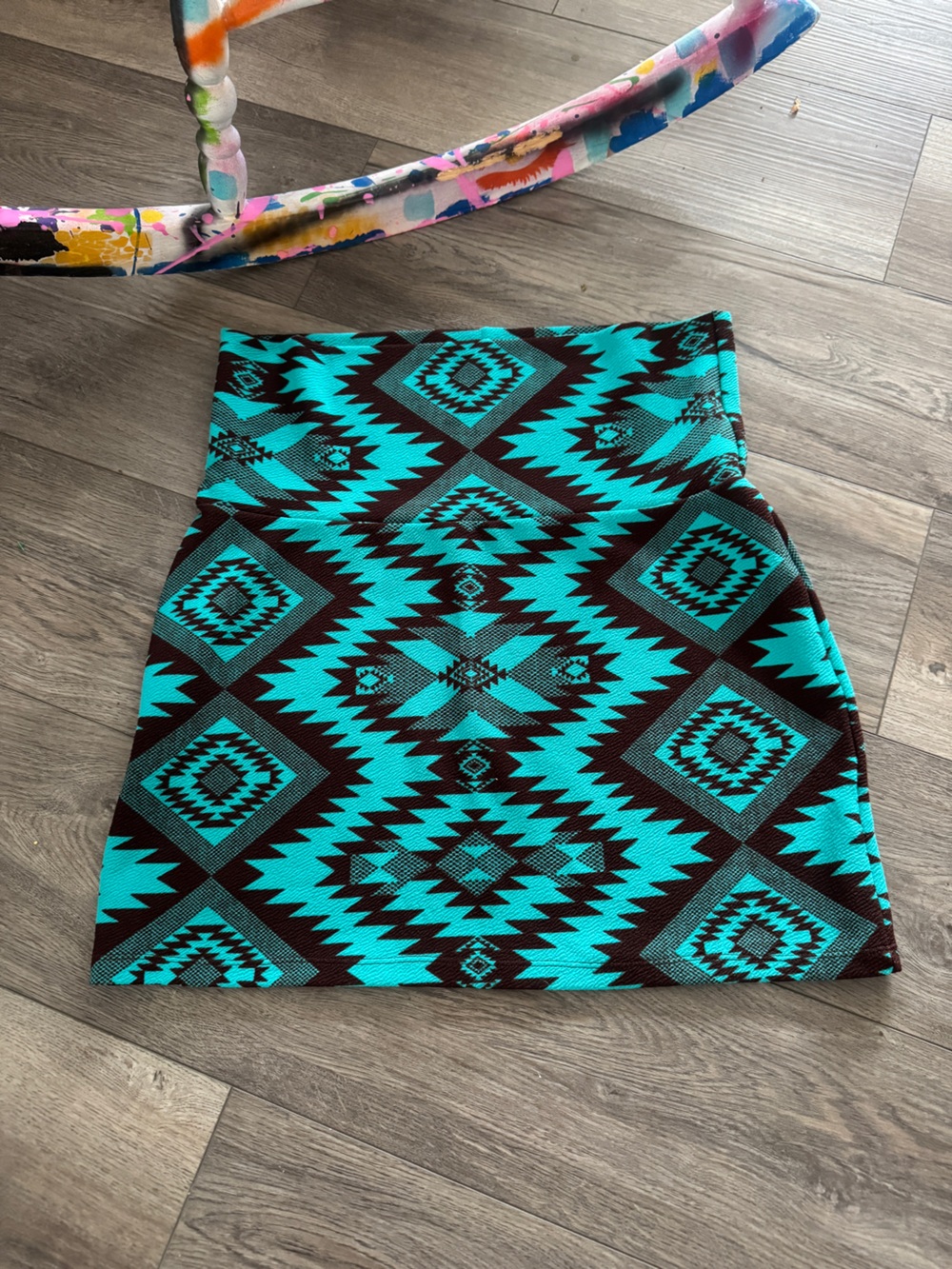 Wrangler Rock 47 Southwestern Aztec Print Mini Skirt Turquoise Large - Picture 7 of 7